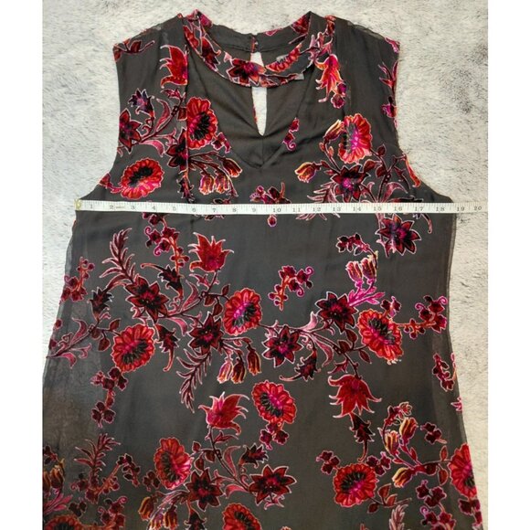Luxology Multicolor Velvet Floral Overlay Choker Dress 8 Burnout - Picture 9 of 10